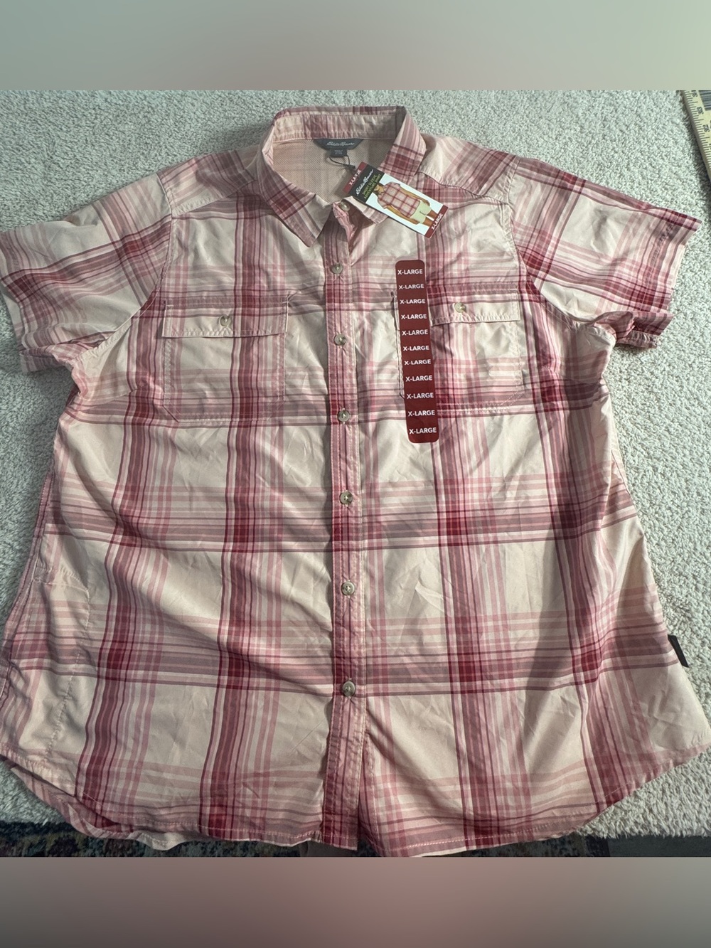 Eddie Bauer XL Adventure Plaid Short Sleeve Hiking Shirt NWT